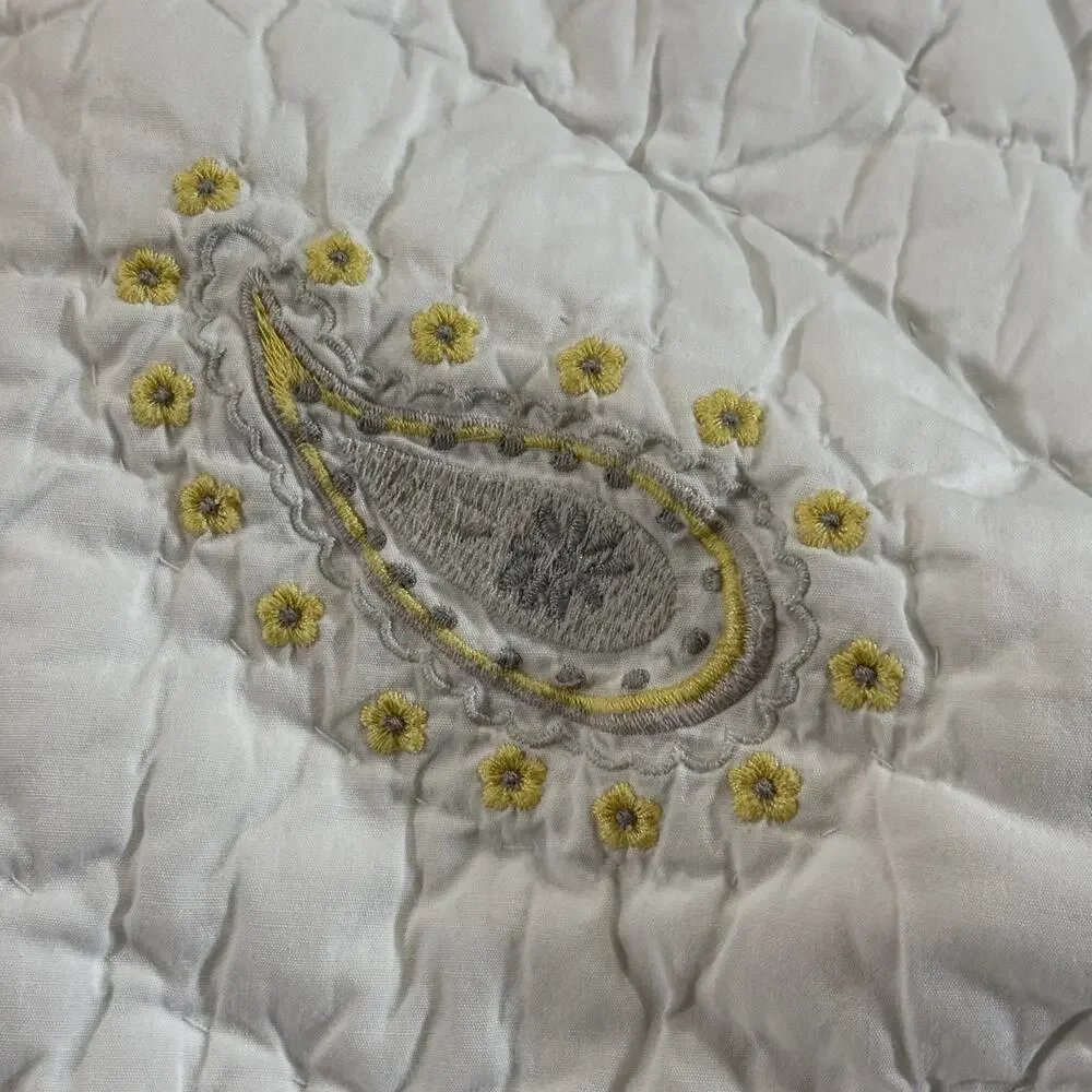 Pottery Barn Kids Quilt Crib Blanket Yellow Gray‎ Paisley Infant Toddler Nursery
